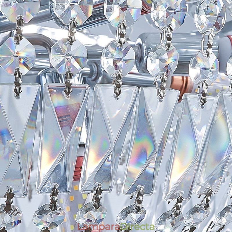 Lámpara de araña de cristal retro, lámpara de techo de cristal de lujo americana con 18 luces