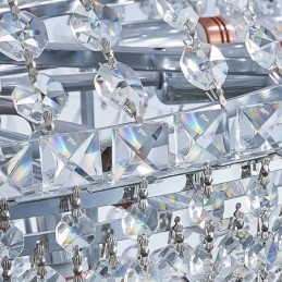 Lámpara de araña de cristal retro, lámpara de techo de cristal de lujo americana con 18 luces