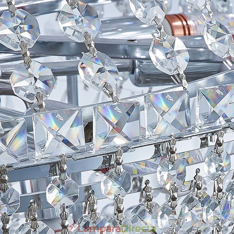 Lámpara de araña de cristal retro, lámpara de techo de cristal de lujo americana con 18 luces