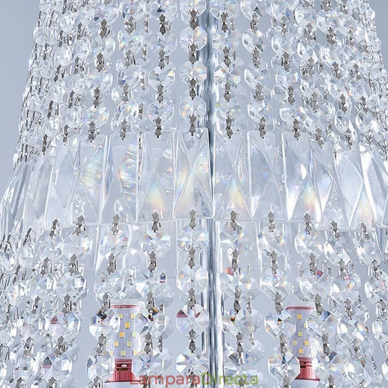 Lámpara de araña de cristal retro, lámpara de techo de cristal de lujo americana con 18 luces