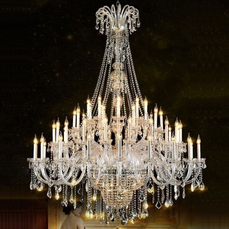 Lámpara de araña de cristal europea, lámpara de techo decorativa de cristal con 65 luces Lámpara de araña de cristal europea, lámpara de techo decorativa de cristal con 65 luces