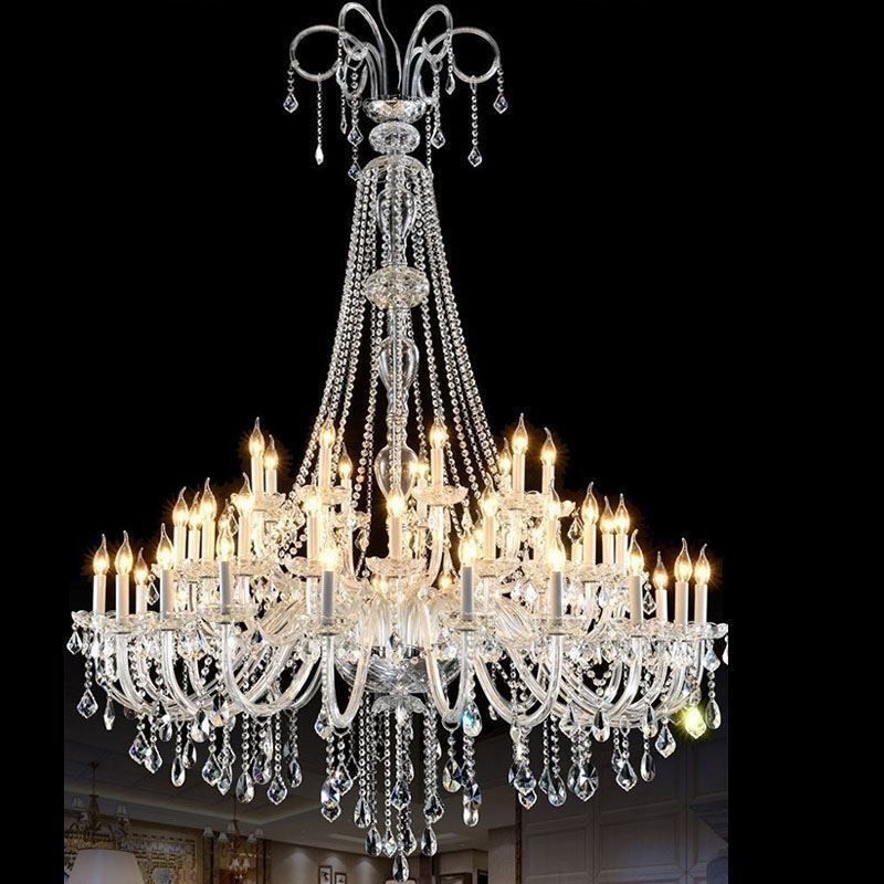Lámpara de araña de cristal europea, lámpara de techo decorativa de cristal con 65 luces