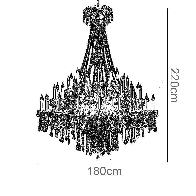 Lámpara de araña de cristal europea, lámpara de techo decorativa de cristal con 65 luces