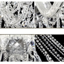 Lámpara de araña de cristal europea, lámpara de techo decorativa de cristal con 65 luces