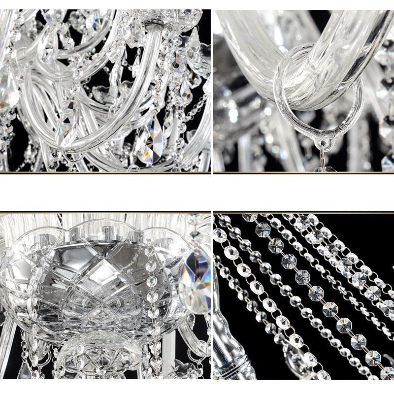 Lámpara de araña de cristal europea, lámpara de techo decorativa de cristal con 65 luces