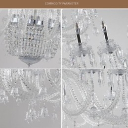 Lámpara de techo decorativa de cristal europea con 50 luces