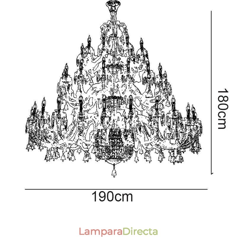 Lámpara de techo decorativa de cristal europea con 50 luces