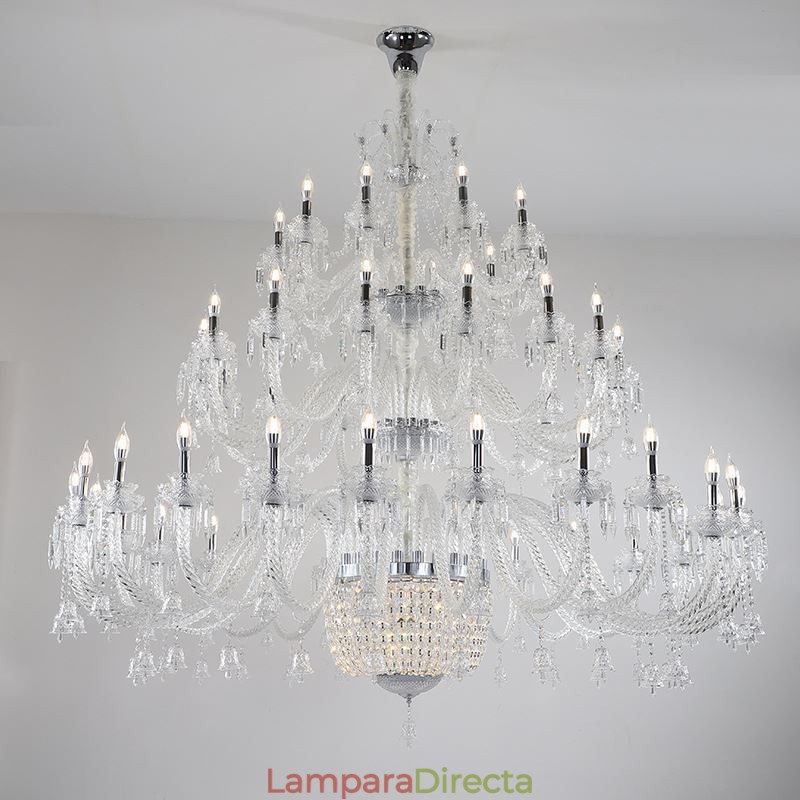 Lámpara de techo decorativa de cristal europea con 50 luces