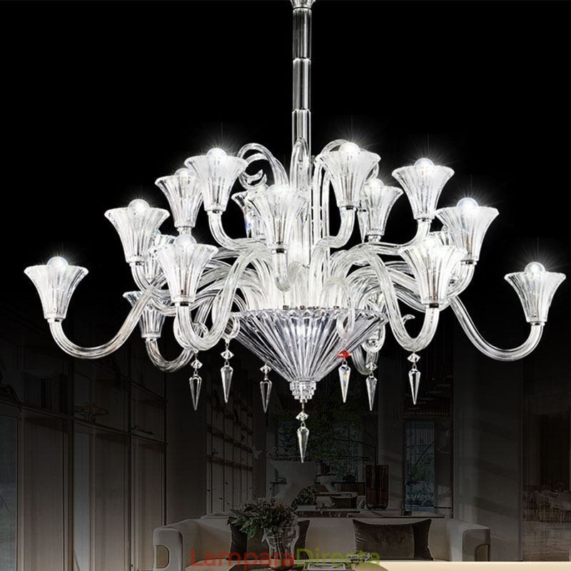 Lámpara de techo decorativa de cristal europeo con 18 luces