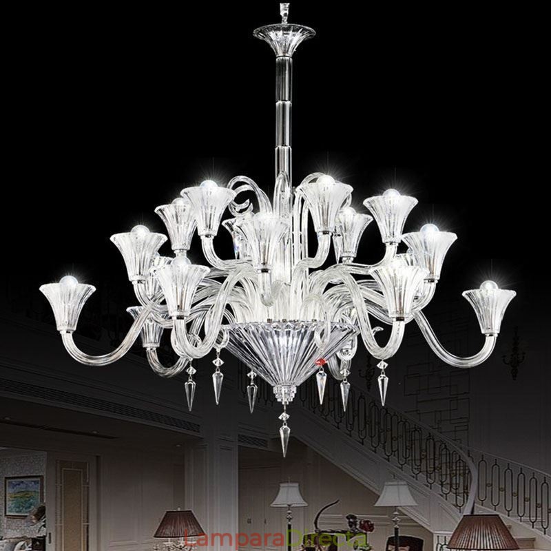 Lámpara de techo decorativa de cristal europeo con 18 luces