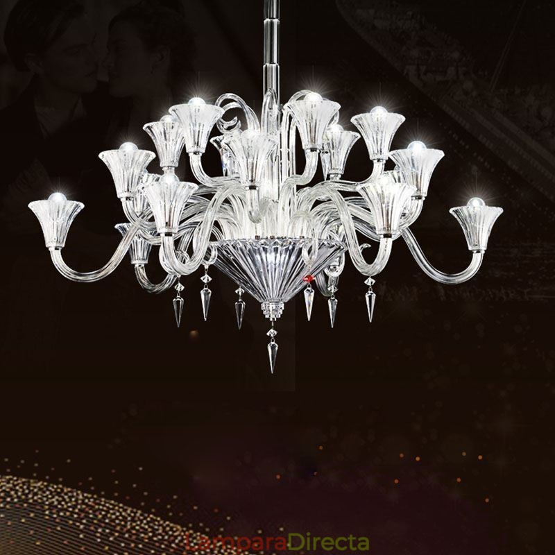 Lámpara de techo decorativa de cristal europeo con 18 luces