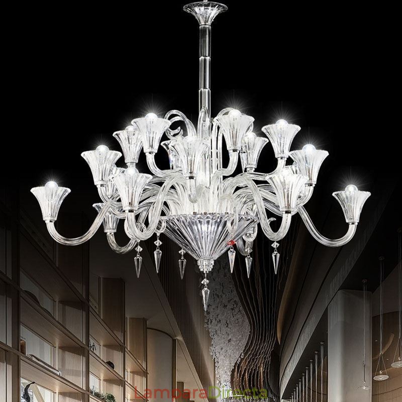 Lámpara de techo decorativa de cristal europeo con 18 luces