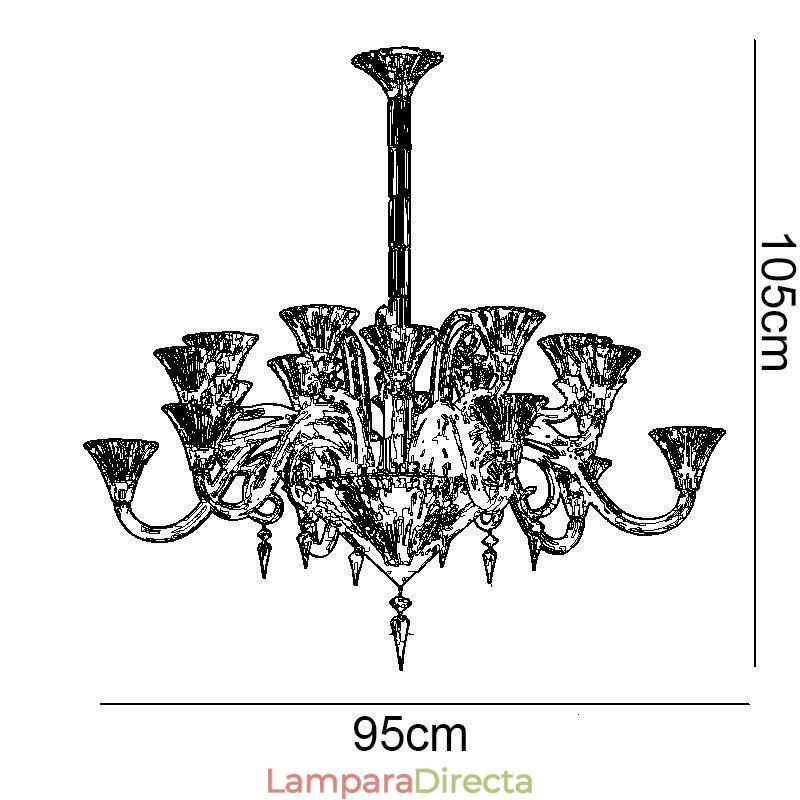 Lámpara de techo decorativa de cristal europea con 12 luces