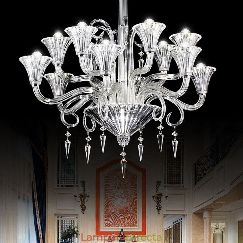 Lámpara de techo decorativa de cristal europea con 12 luces
