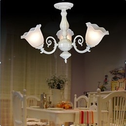Lámpara empotrada de tres luces, estilo retro europeo clásico, color blanco