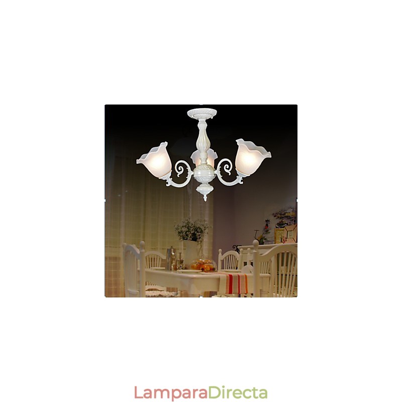 Lámpara empotrada de tres luces, estilo retro europeo clásico, color blanco