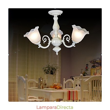 Lámpara empotrada de tres luces, estilo retro europeo clásico, color blanco Lámpara empotrada de tres luces, estilo retro europeo clásico, color blanco