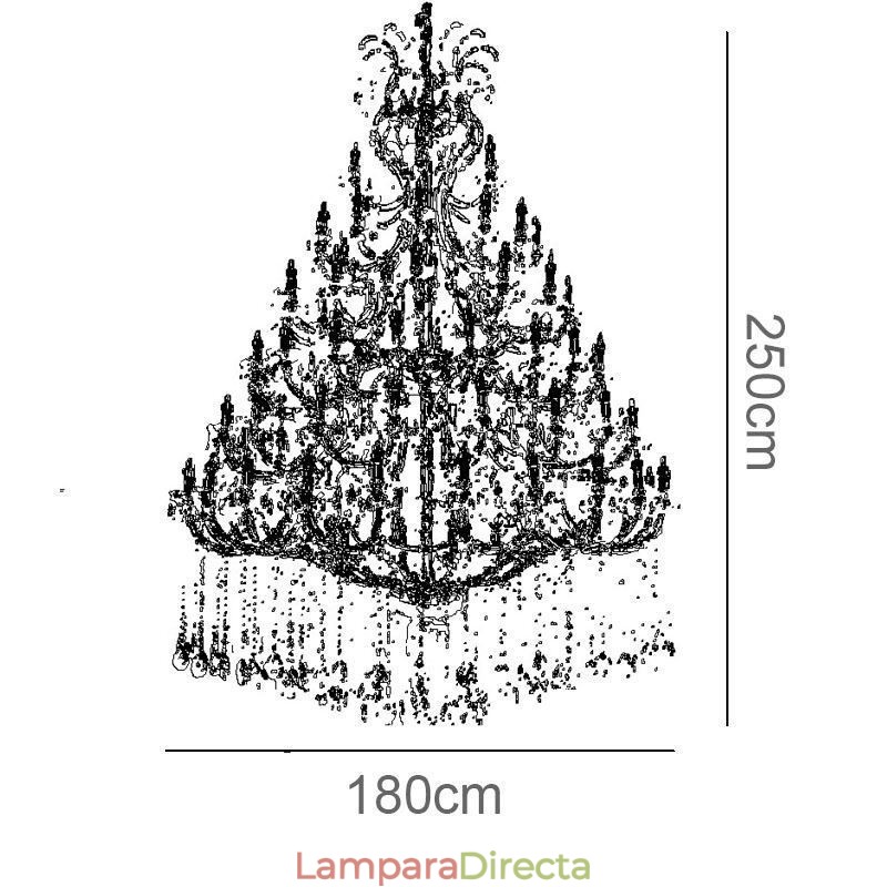 Lámpara de techo decorativa de cristal de lujo con 96 luces