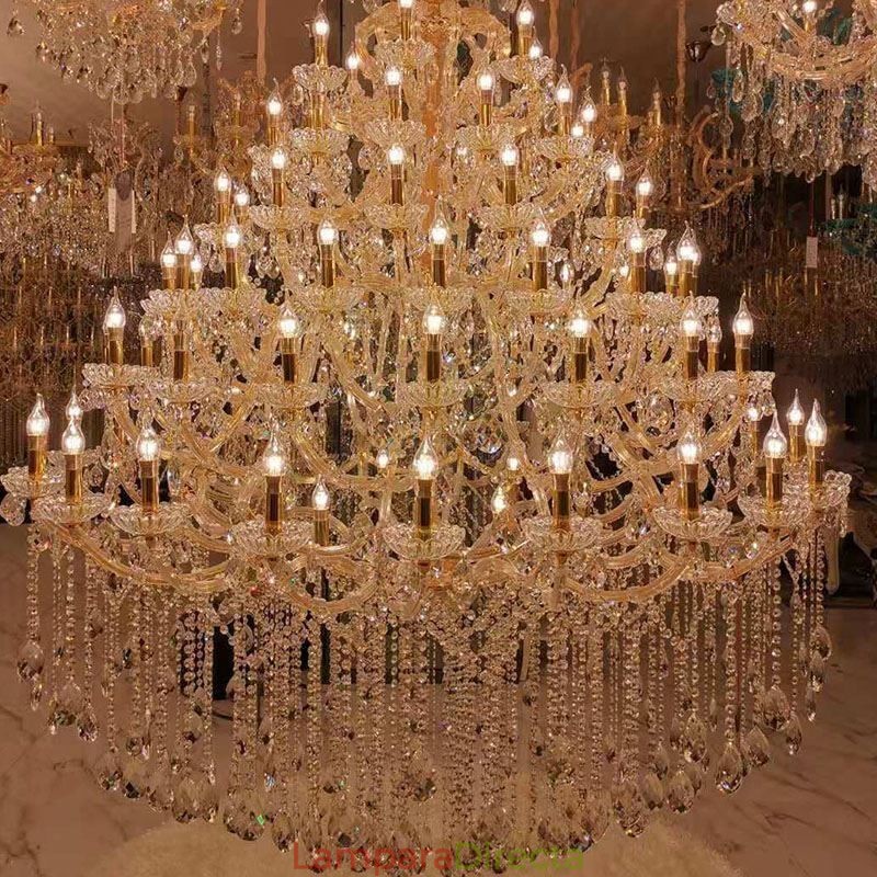 Lámpara de techo decorativa de cristal de lujo con 96 luces