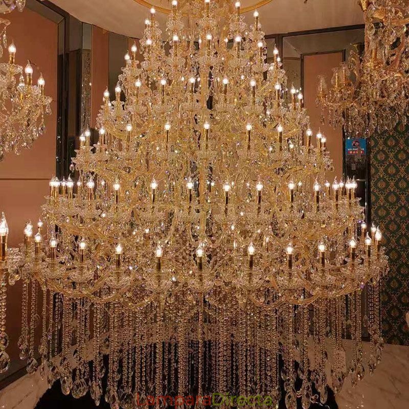 Lámpara de techo decorativa de cristal de lujo con 96 luces