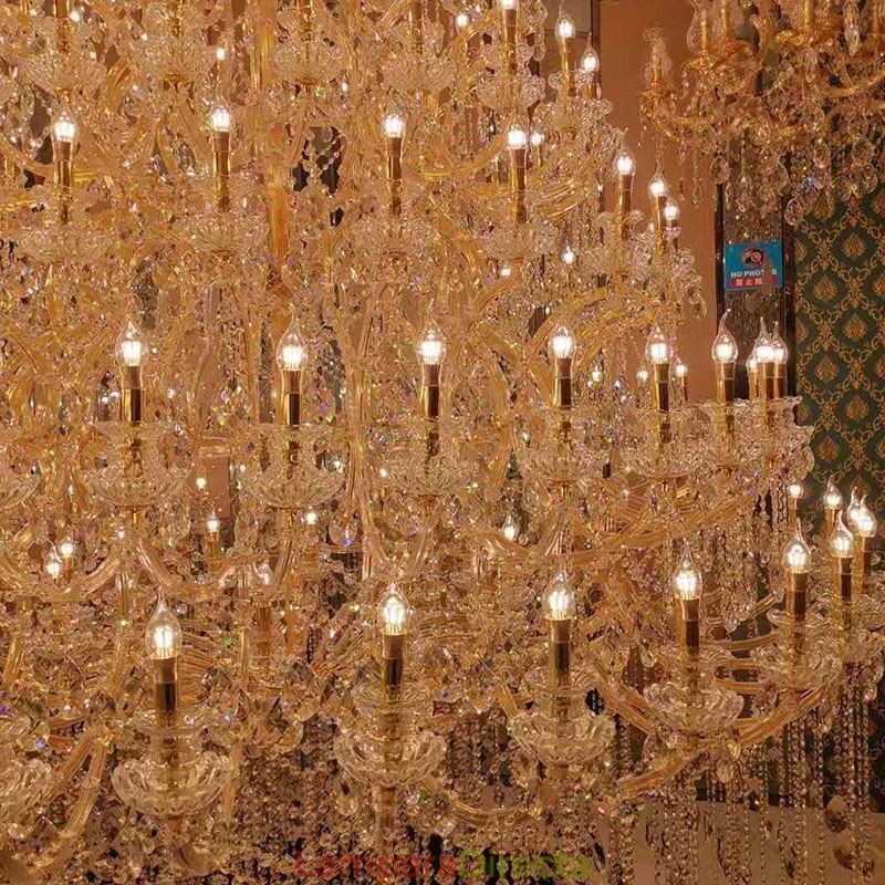 Lámpara de techo decorativa de cristal de lujo con 96 luces