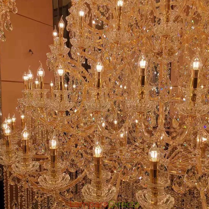 Lámpara de techo decorativa de cristal de lujo con 96 luces