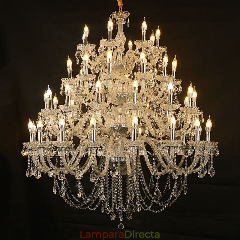 Lámpara de techo de cristal europea con 53 luces