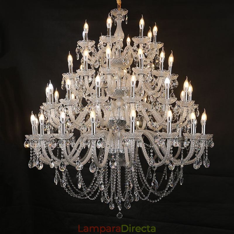 Lámpara de techo de cristal europea con 53 luces