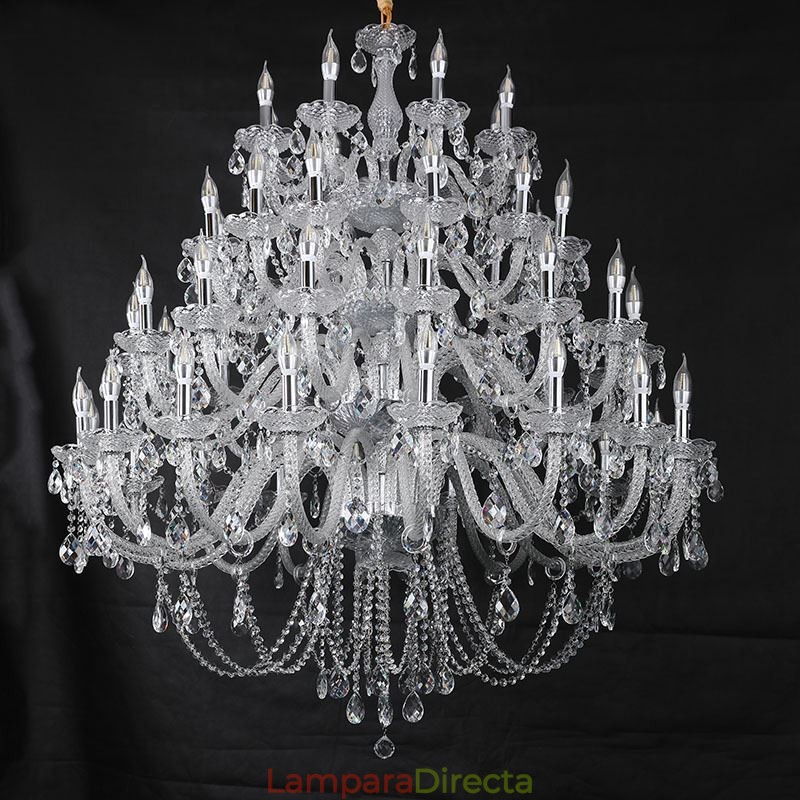 Lámpara de techo de cristal europea con 53 luces