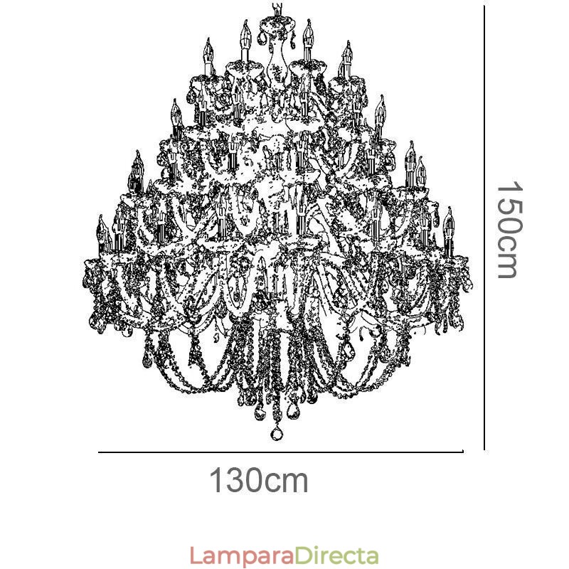 Lámpara de techo de cristal europea con 53 luces