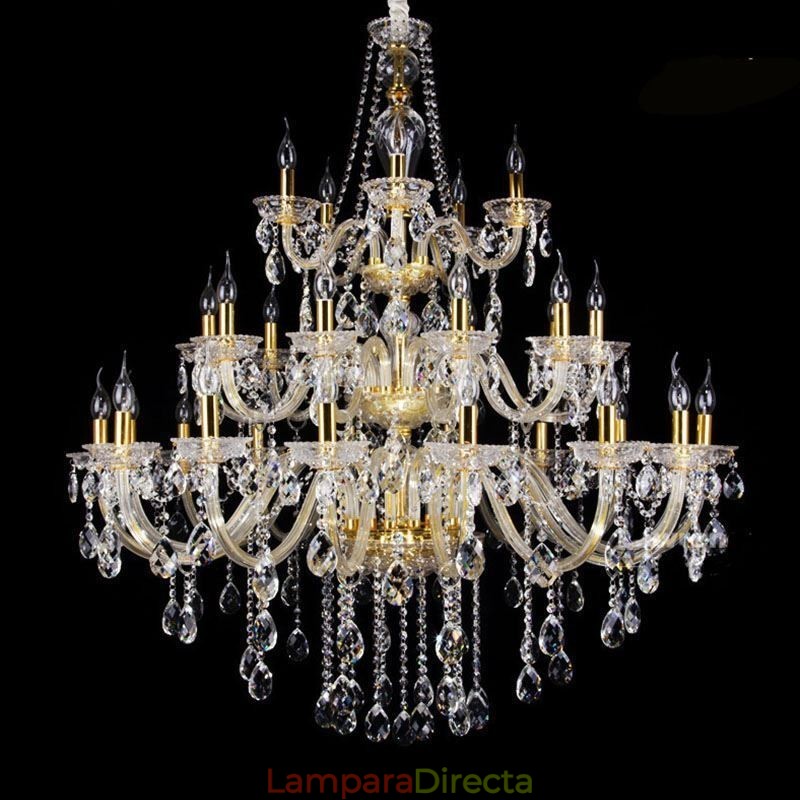 Lámpara de techo decorativa de cristal de lujo con 32 luces