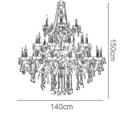 Lámpara de techo decorativa de cristal de lujo con 32 luces