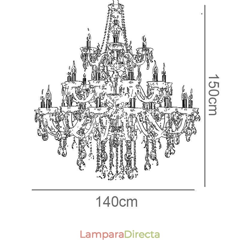 Lámpara de techo decorativa de cristal de lujo con 32 luces