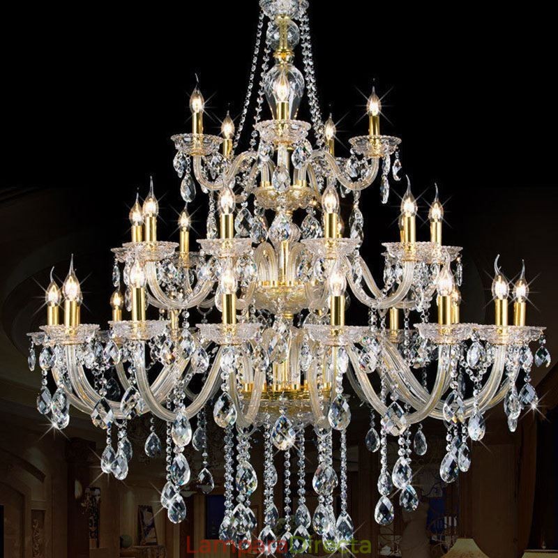 Lámpara de techo decorativa de cristal de lujo con 32 luces