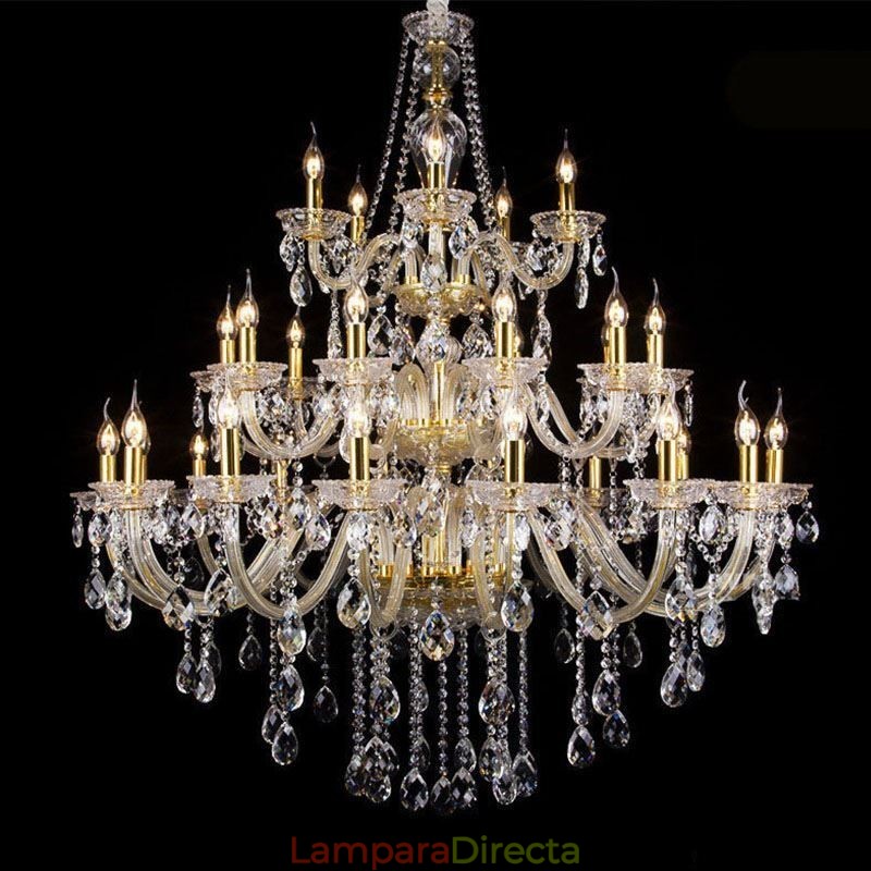 Lámpara de techo decorativa de cristal de lujo con 32 luces