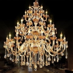 Lámpara de techo de lujo de cristal europeo con 30 luces