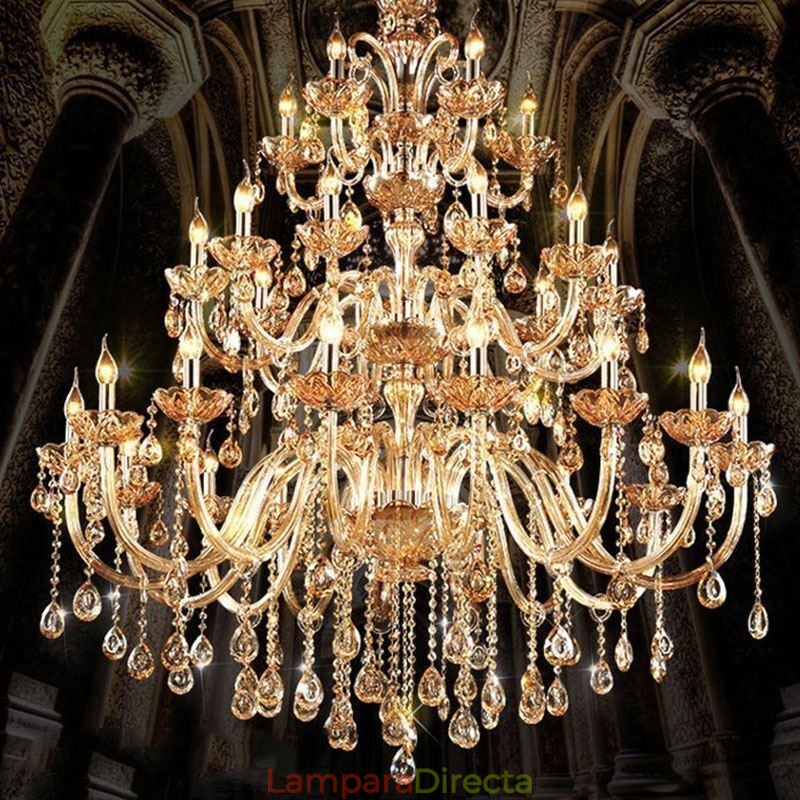 Lámpara de techo de lujo de cristal europeo con 30 luces