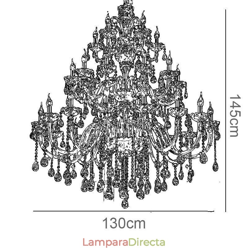 Lámpara de techo de lujo de cristal europeo con 30 luces