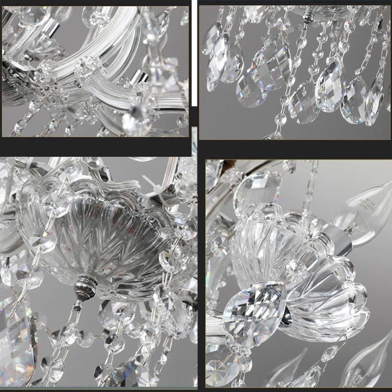 Lámpara de techo decorativa de cristal europea con 24 luces
