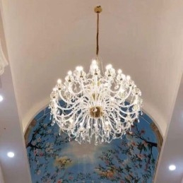 Lámpara de araña de cristal europea con 32 luces, lámpara de techo decorativa de lujo