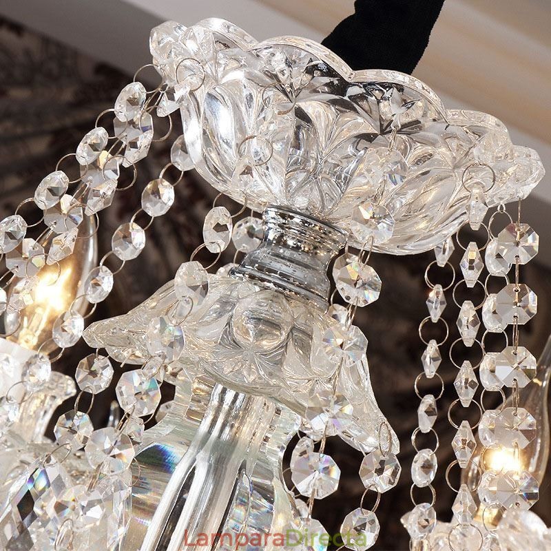 Lámpara de araña de cristal europea con 32 luces, lámpara de techo decorativa de lujo