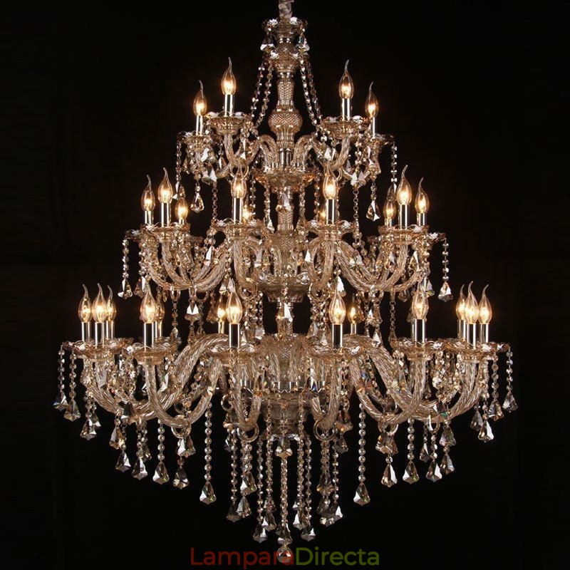 Lámpara de araña de cristal europea con 30 luces, luz de techo decorativa