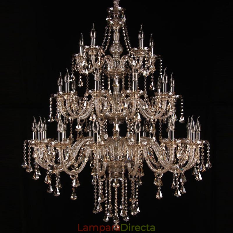 Lámpara de araña de cristal europea con 30 luces, luz de techo decorativa