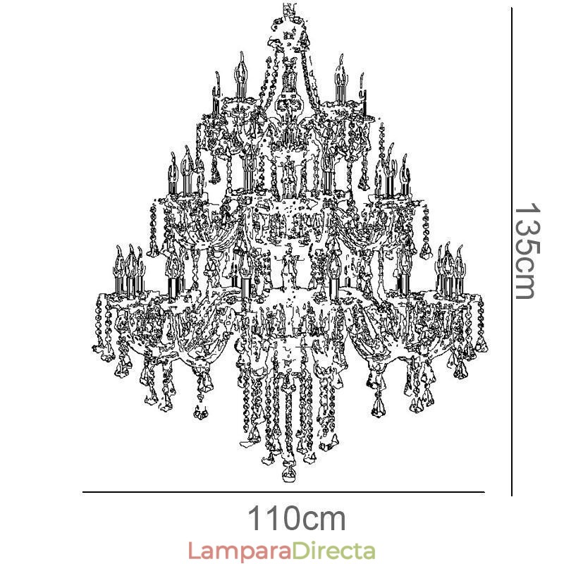 Lámpara de araña de cristal europea con 30 luces, luz de techo decorativa