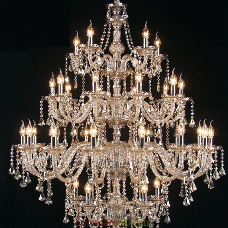 Lámpara de techo de cristal color coñac con 35 luces
