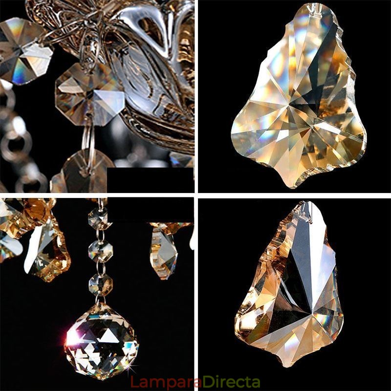 Lámpara de techo de cristal color coñac con 35 luces