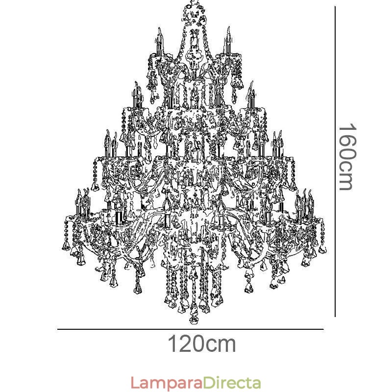 Lámpara de techo de cristal europea color coñac con 40 luces