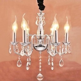 Lámpara colgante de cristal de 6 luces con función de vela