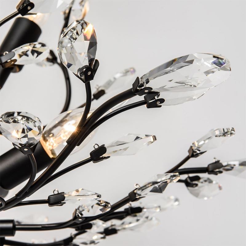 Lámpara de techo de cristal estilo retro negra