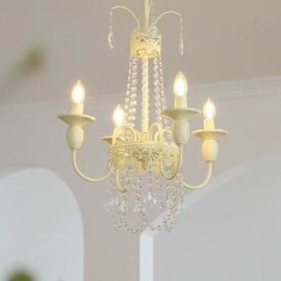 Lámpara de techo de cristal nórdico con pintura color crema